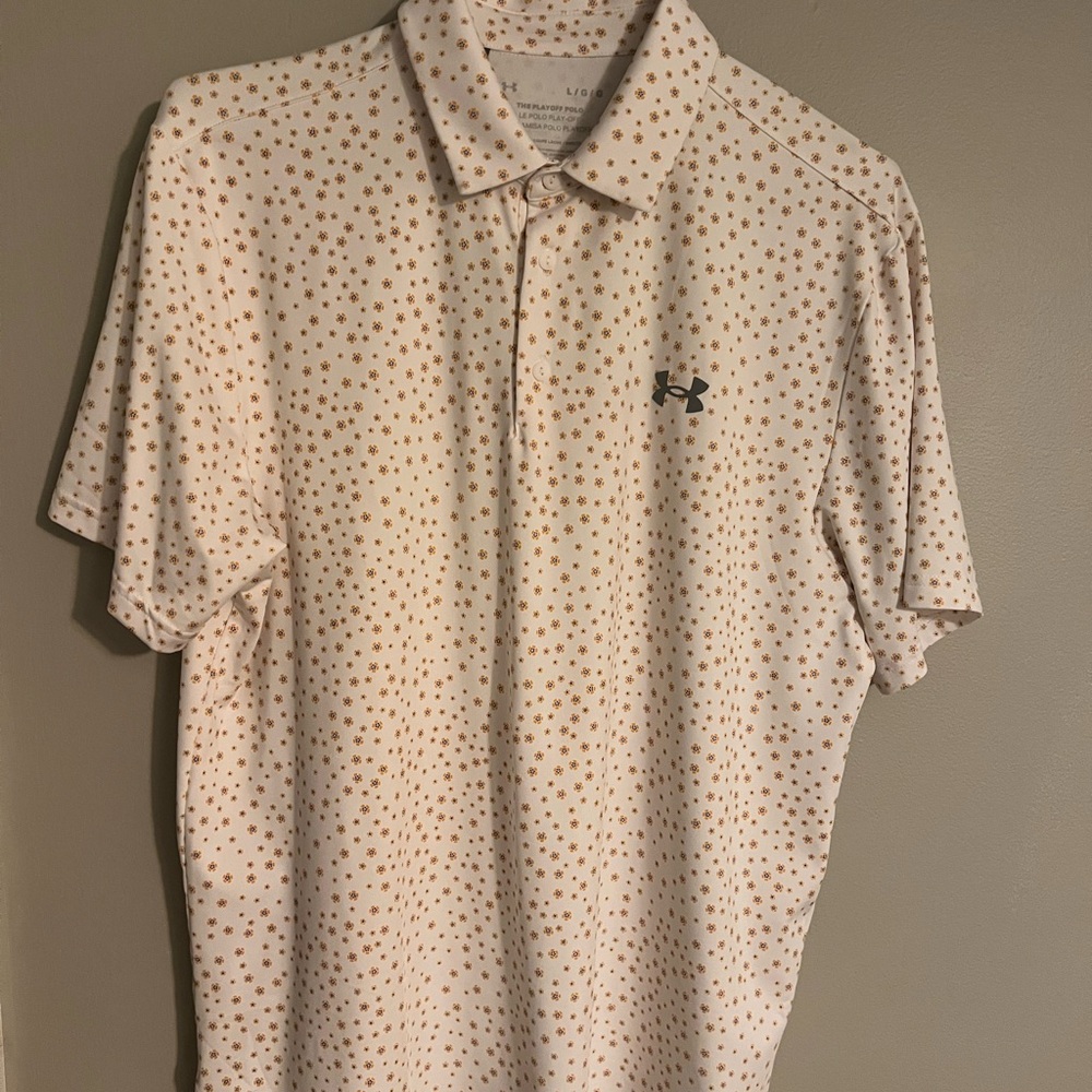 Under Armour Men's White and Orange Polo Shirt